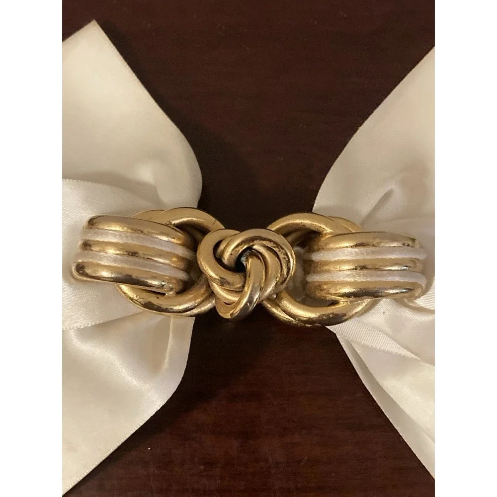 Kirks Folly Romance Bow Hair Barrette‎ Cream Ivory Gold France
